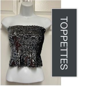 Toppette Silver Sequin Tube Crop Top